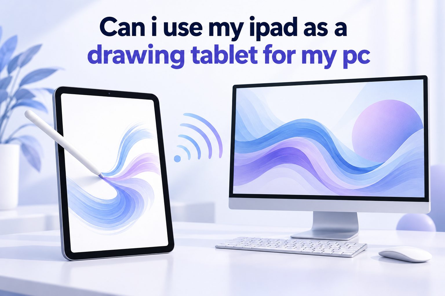 iPad used as a drawing tablet for PC showing digital artwork on screen